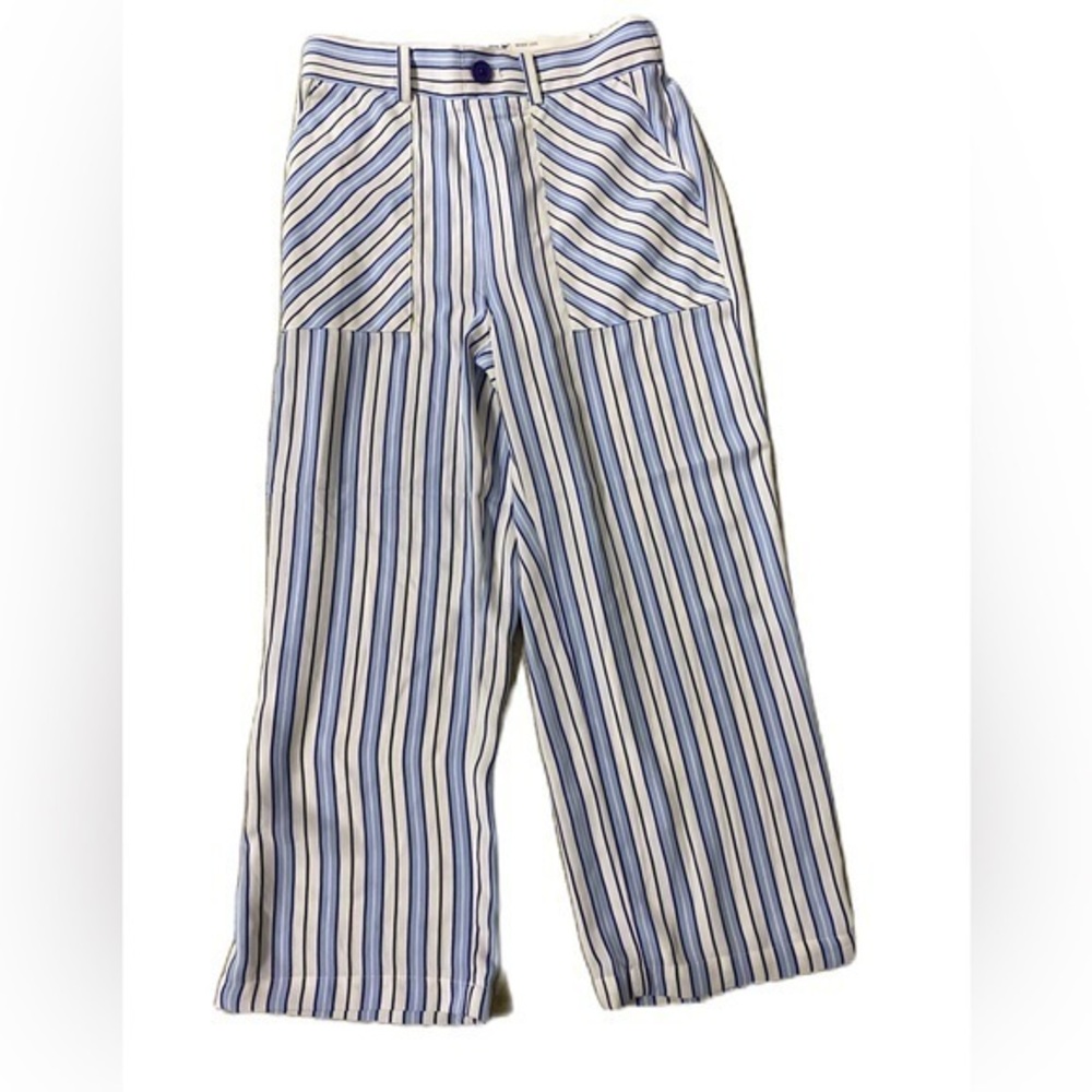 NWT Loft Striped Wide Leg High rise  Pants X-Small Petite